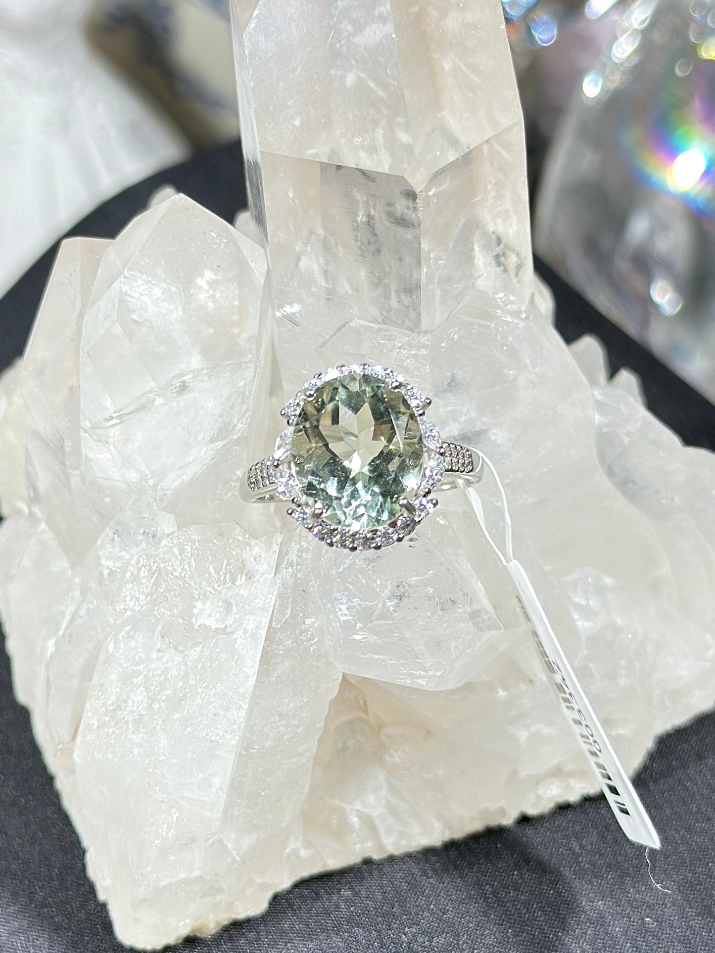 绿水晶S925银戒指