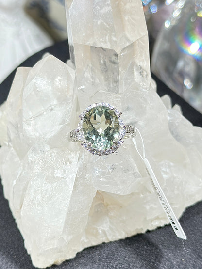 绿水晶S925银戒指