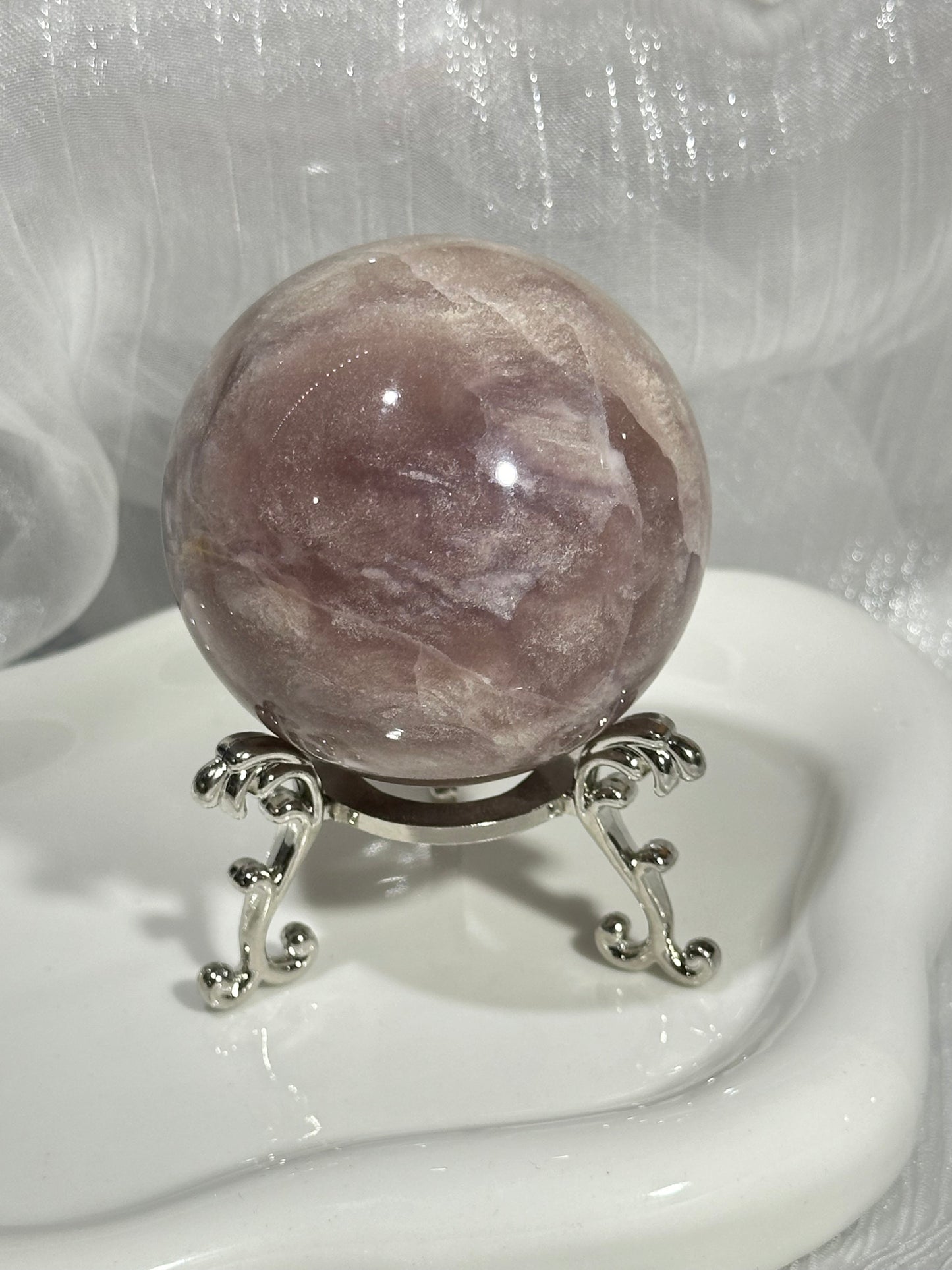 Pink fluorite crystal ball