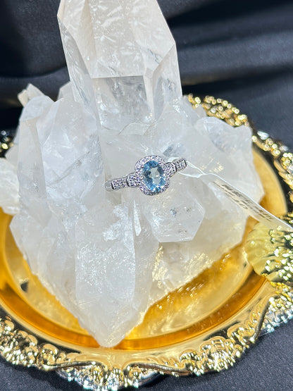 Aquamarine S925 silver ring-3