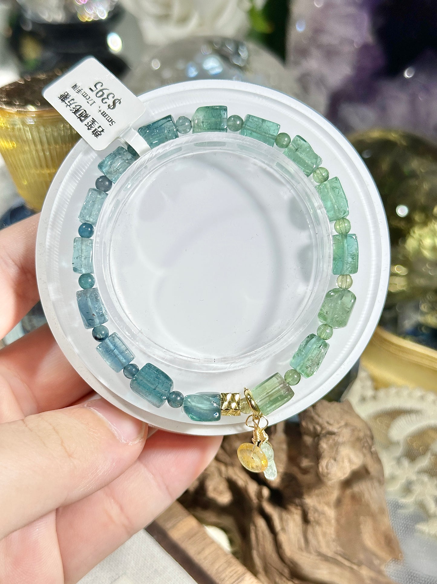 Free-Shaped Sugar Cube Blue Green Tourmaline