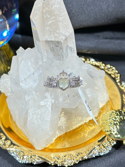 Green Prehnite S925 Silver Ring