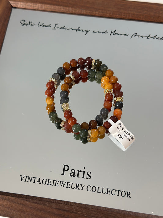 Dunhuang style colorful rabbit fur two circles design