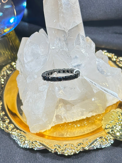 Black Spinel Obsidian S925 Silver Ring