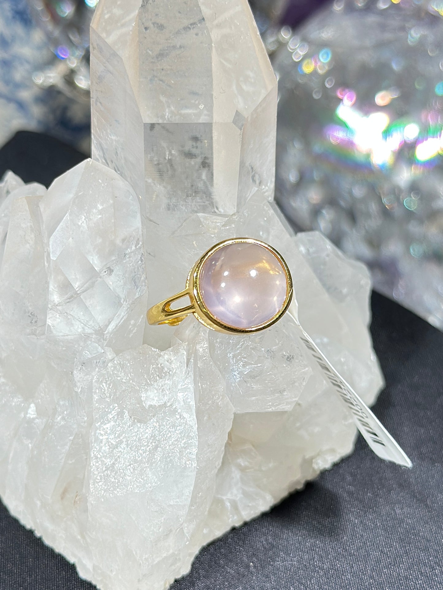 粉水晶S925银戒指