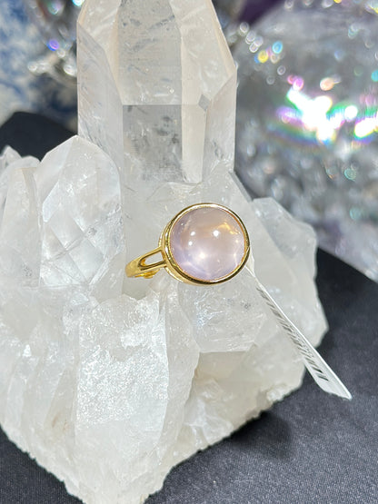 粉水晶S925银戒指