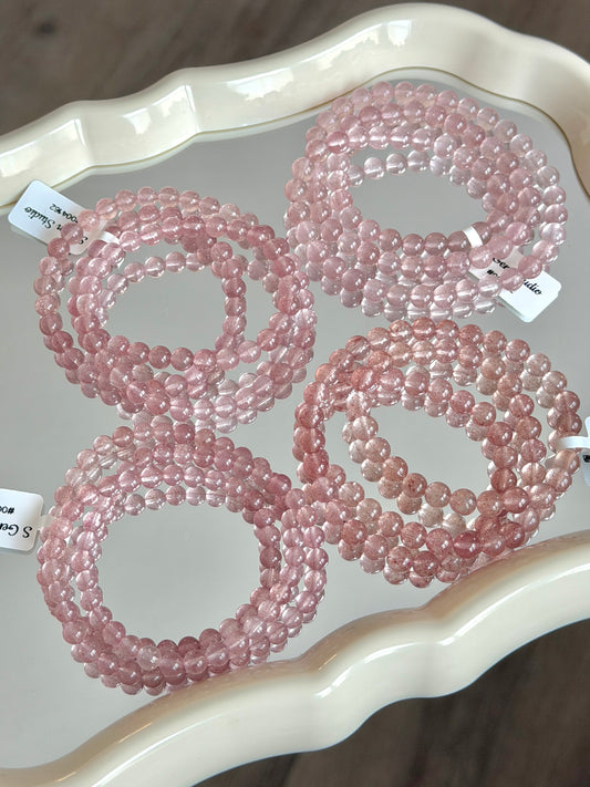 Strawberry Quartz Multi-Wrap Bracelet